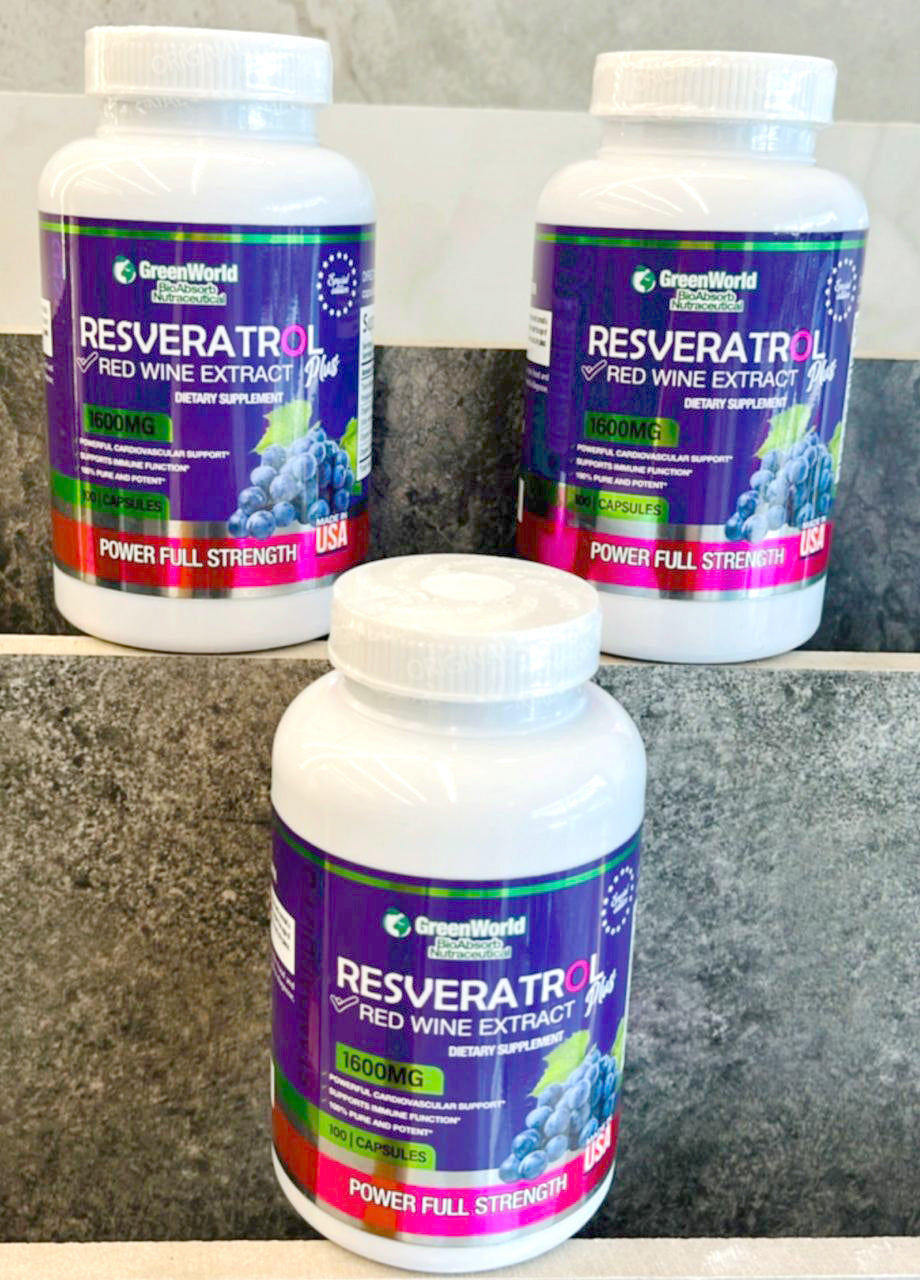 Resveratrol 1600 mg 100 Cápsulas | Antioxidante Natural para Salud Cardiovascular