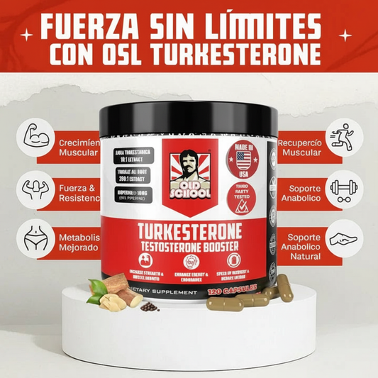 Turkesterona con Tongkat Ali Old School 120 cápsulas – Fuerza, Recuperación y Rendimiento