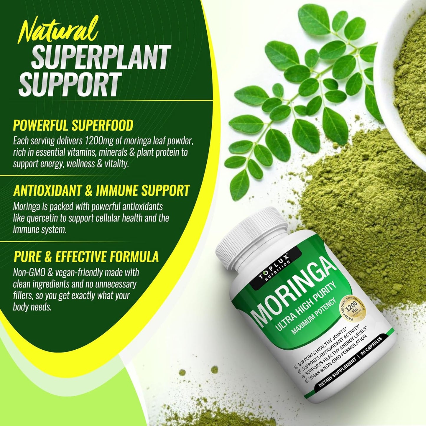 Moringa Toplux 90 Cápsulas – Energía Natural, Defensas y Antioxidantes
