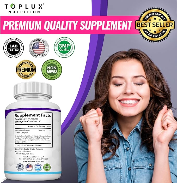 COLLAGENO TOPLUX 90 CAPSULAS Y 1800 MG