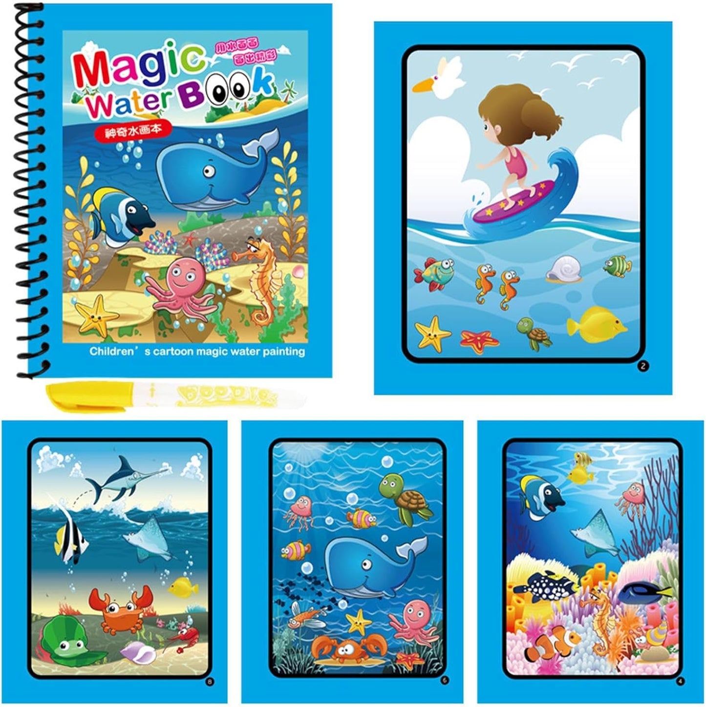 SET X 5 CUADERNOS DE CALIGRAFÍA MÁGICOS REUTILIZABLE CAJA DE REGALO