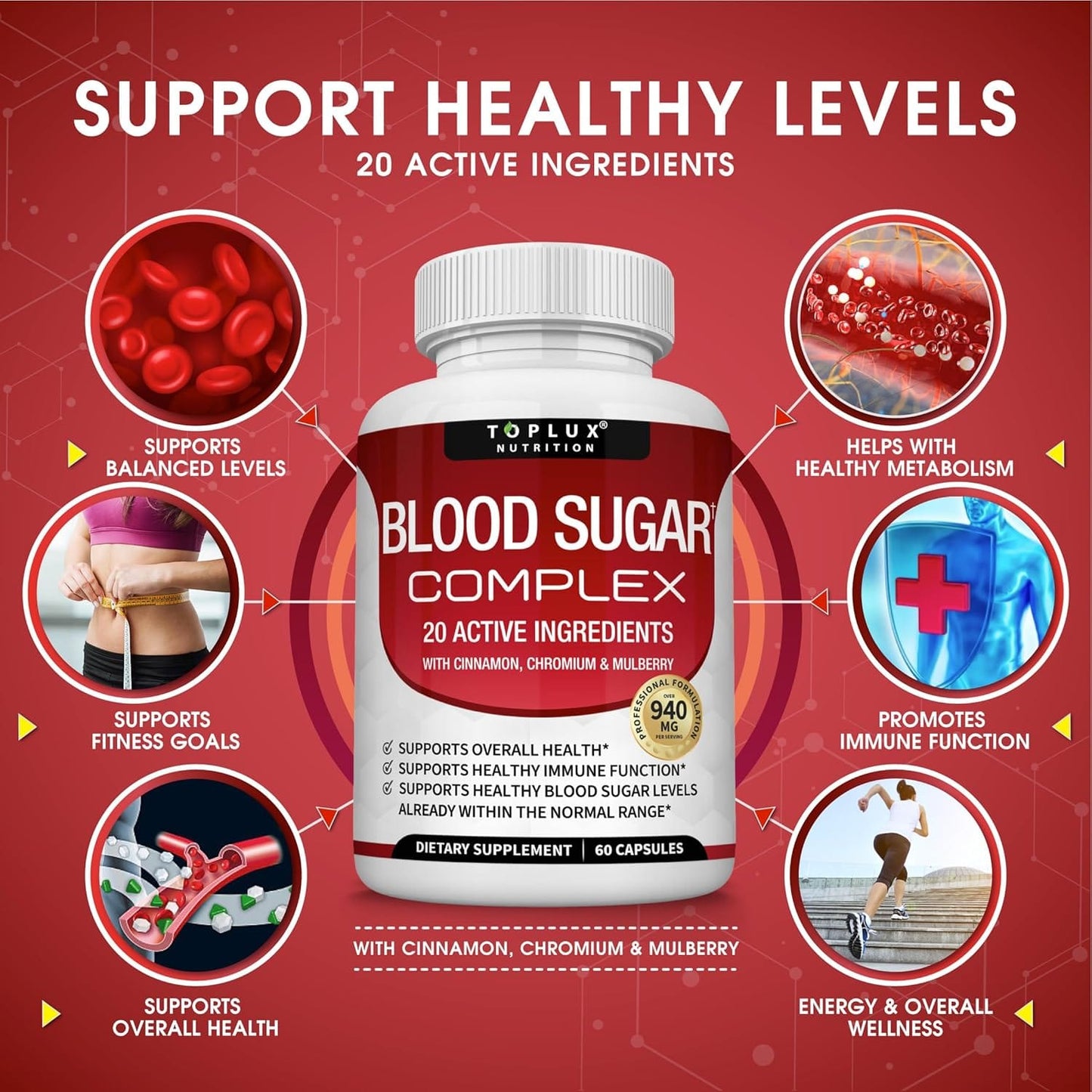 Blood Sugar Complex 60 Cápsulas | 20 Ingredientes Activos para el Bienestar Metabólico