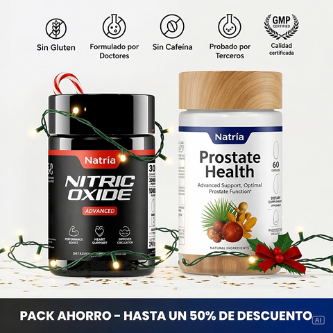 Duo Pack: Óxido Nítrico Booster 1500 mg + Prostate Health – Alta Potencia para Energía y Salud Prostática