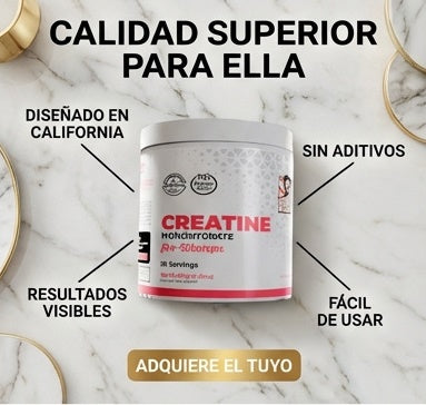 Creatina Monohidratada para Mujeres + Colágeno Hidrolizado
Fuerza, Tonificación y Recuperación en 30 Días