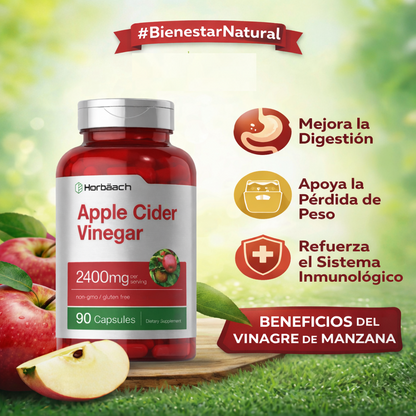 Vinagre de Sidra de Manzana 2400mg Horbaach 90 Cápsulas
