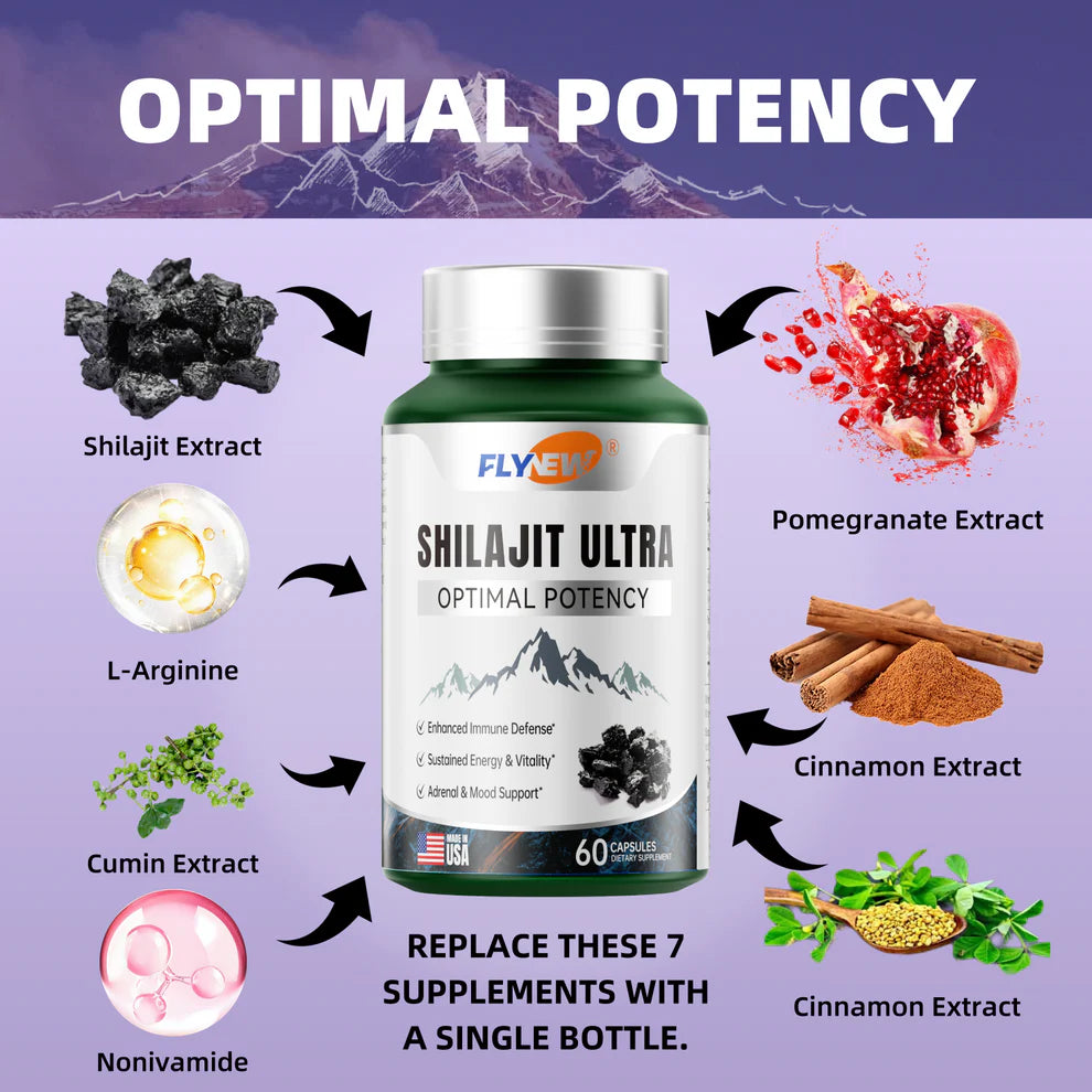 Shilajit Ultra 7 en 1 – Energía, Vitalidad y Rendimiento Masculino | 60 Cápsulas