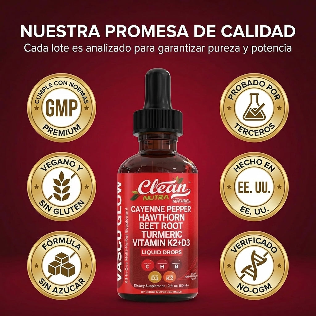 Vascu Glow Suplemento Natural para la Circulación y Energía | Remolacha, Cúrcuma, Ginseng y Vitaminas D3 K2