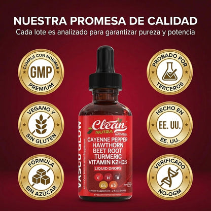 Vascu Glow Suplemento Natural para la Circulación y Energía | Remolacha, Cúrcuma, Ginseng y Vitaminas D3 K2