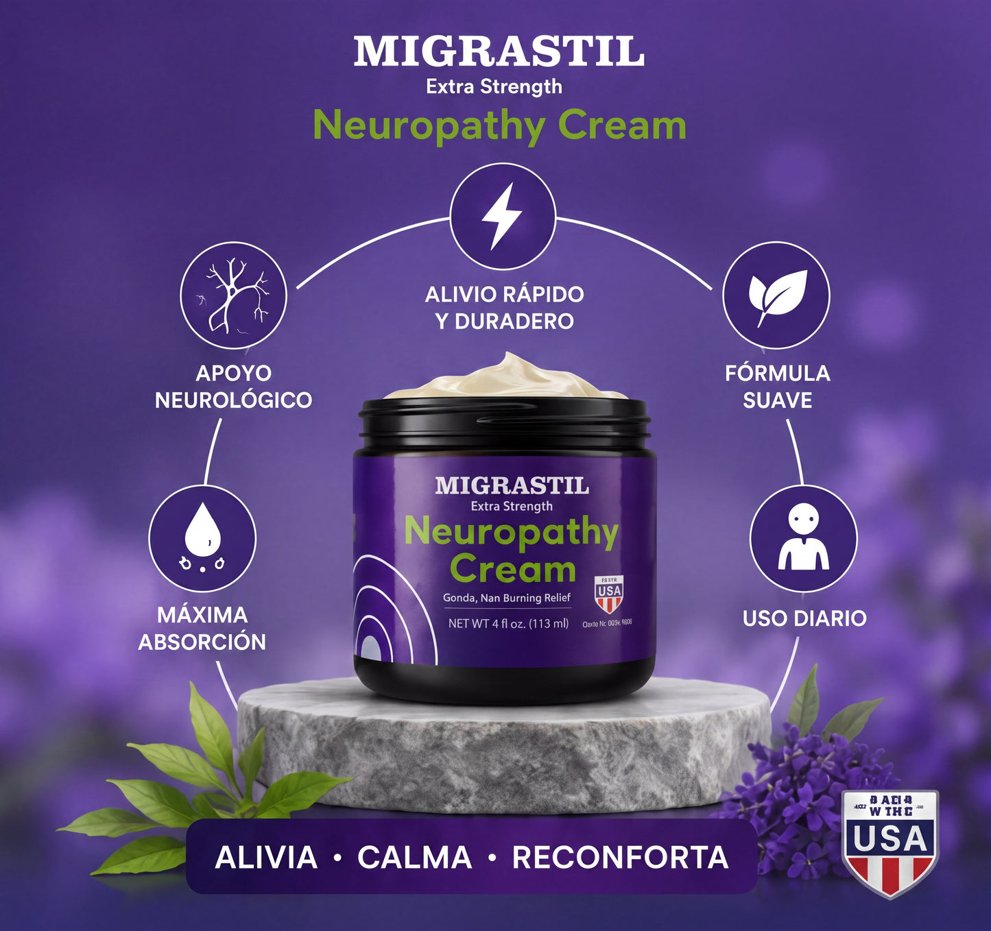 MIGRASTIL Neuropathy Cream | Fórmula Avanzada de Rápida Absorción
