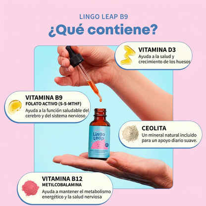 Lingo Leap Gotas con Zeolita + Vitamina B12 Activa y D3 | Gotas sin Azúcar