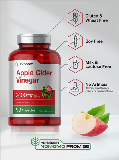 Vinagre de Sidra de Manzana 2400mg Horbaach 90 Cápsulas