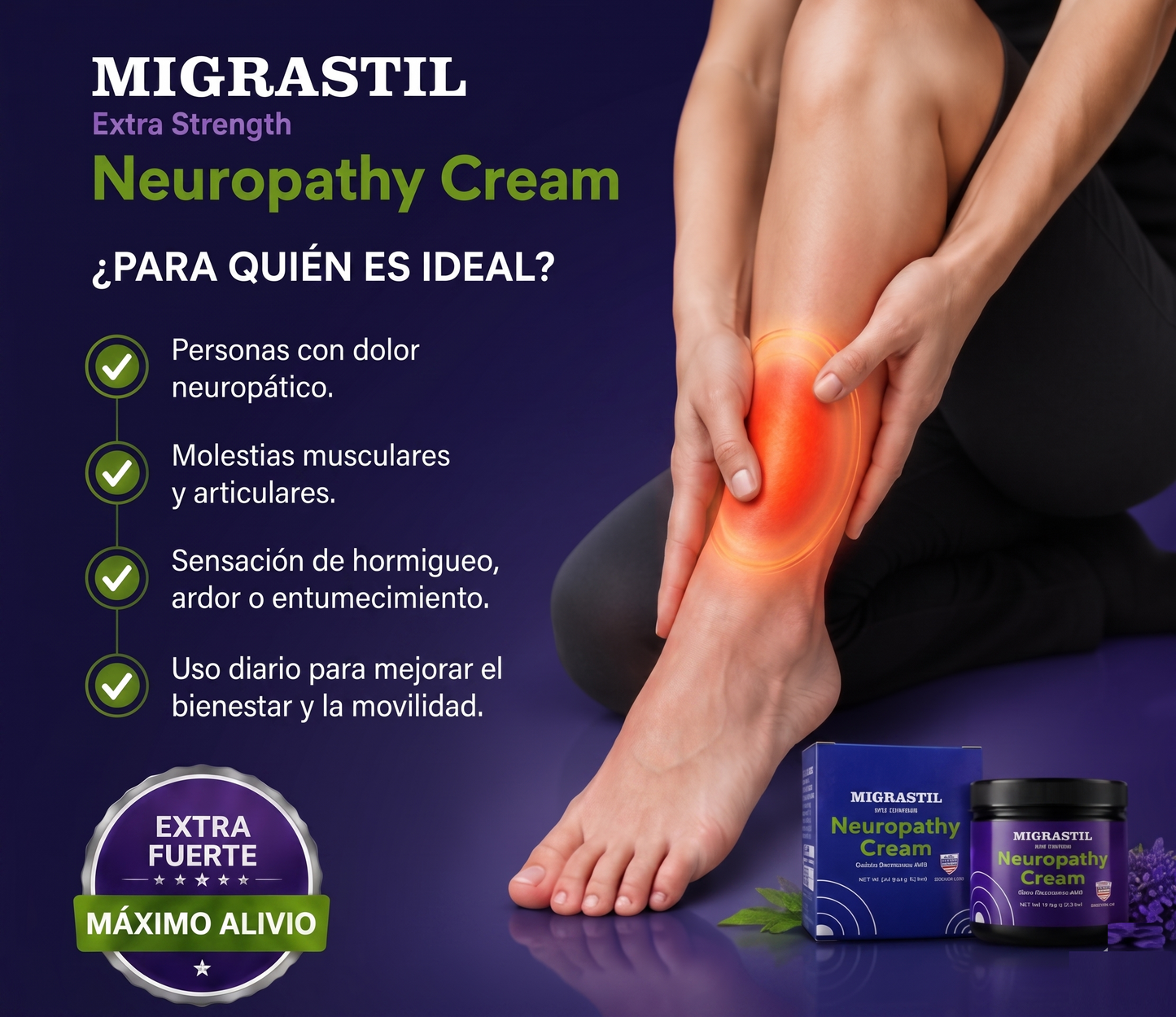 MIGRASTIL Neuropathy Cream | Fórmula Avanzada de Rápida Absorción