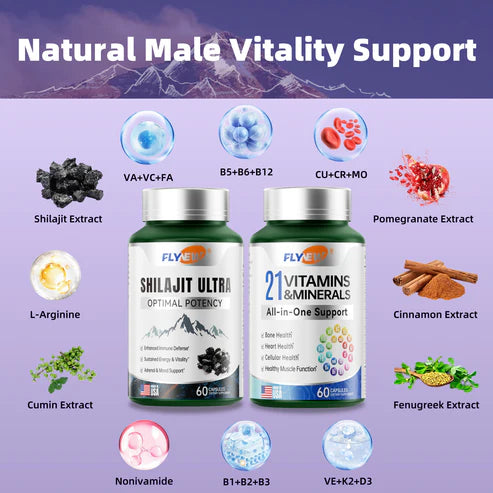 SHILAJIT ULTRA + 21 VITAMINAS & MINERALES PACK ENERGÍA TOTAL