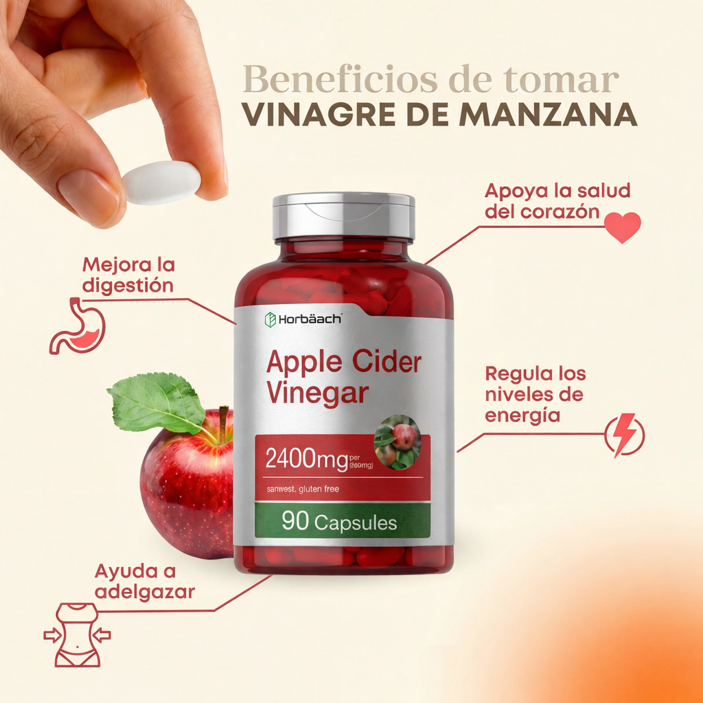 Vinagre de Sidra de Manzana 2400mg Horbaach 90 Cápsulas