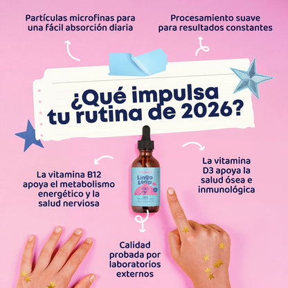 Lingo Leap Gotas con Zeolita + Vitamina B12 Activa y D3 | Gotas sin Azúcar
