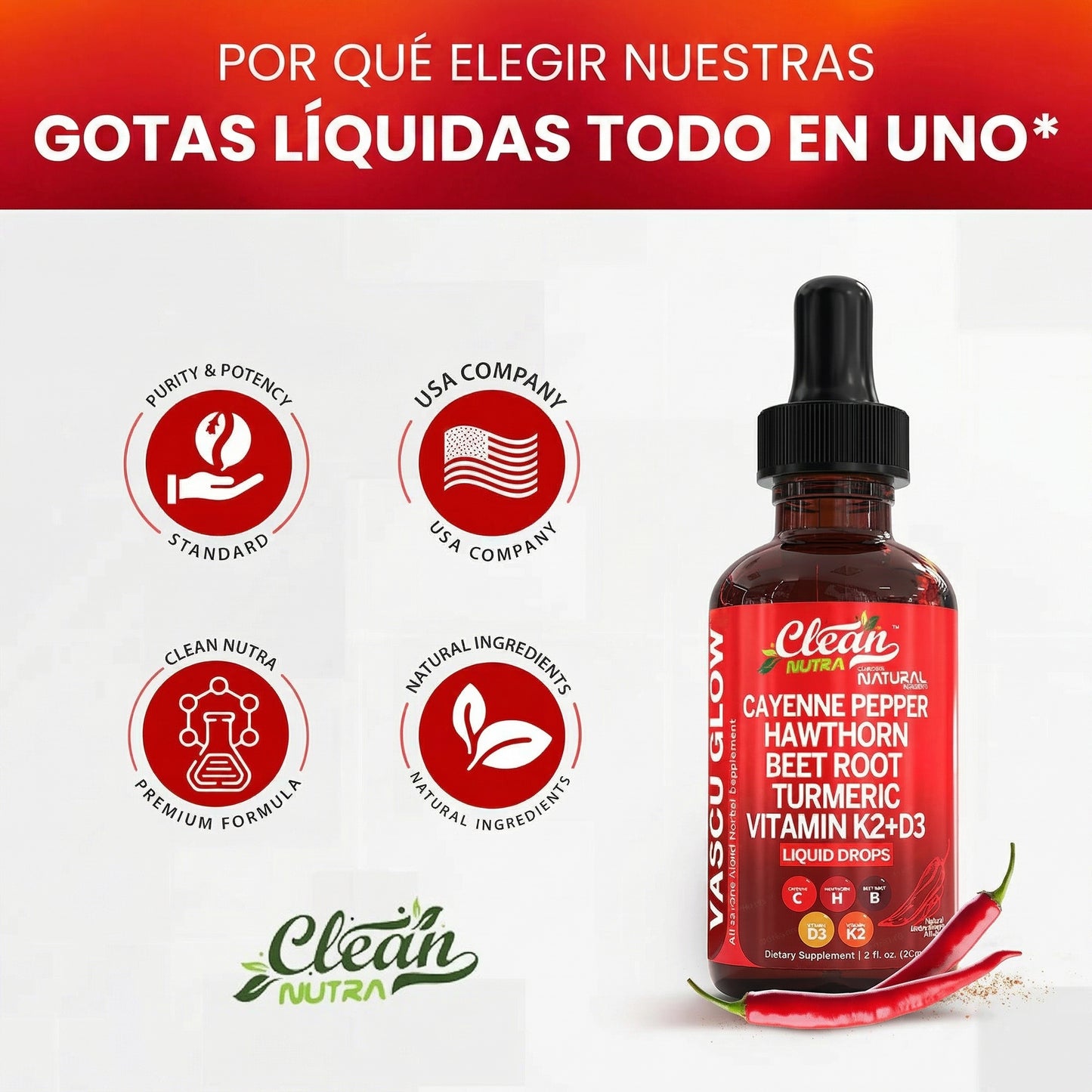 Vascu Glow Suplemento Natural para la Circulación y Energía | Remolacha, Cúrcuma, Ginseng y Vitaminas D3 K2