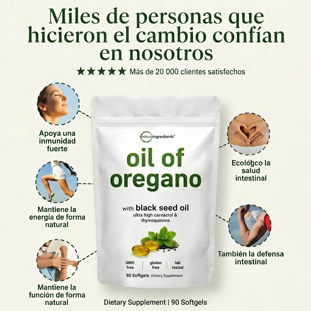 Aceite de Orégano Premium con Semilla Negra – 90 Cápsulas
