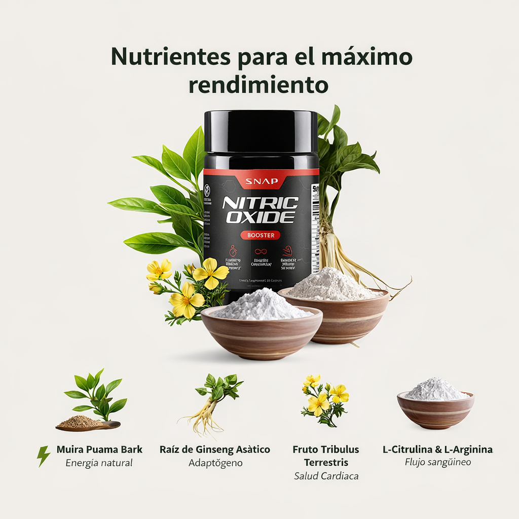 Óxido Nítrico Booster 1500 mg – 60 cápsulas de Alta Potencia | Rinde Más en Cada Entreno