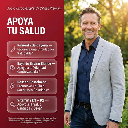 Vascu Glow Suplemento Natural para la Circulación y Energía | Remolacha, Cúrcuma, Ginseng y Vitaminas D3 K2