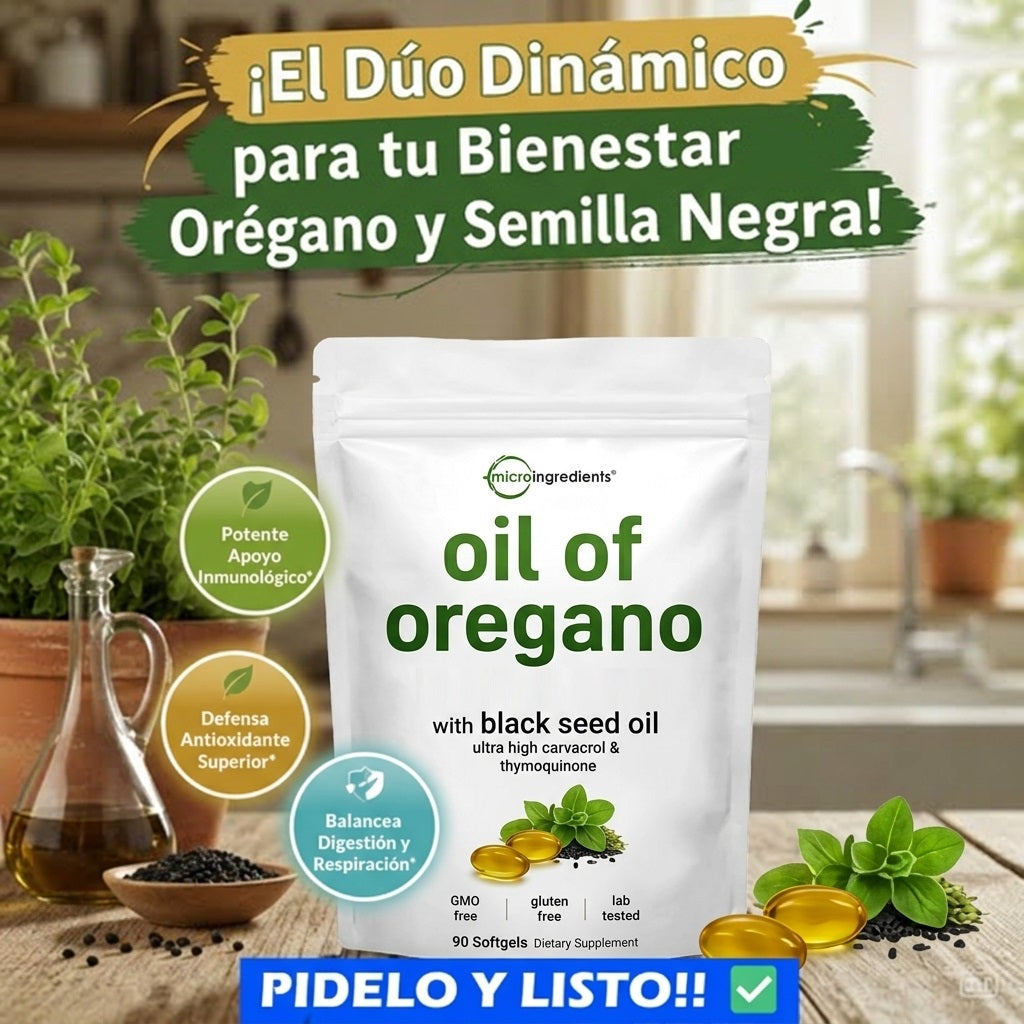 Aceite de Orégano Premium con Semilla Negra – 90 Cápsulas