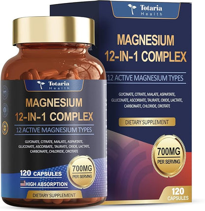 Magnesio 12 Formas + 700 mg – Más Energía, Sueño Profundo y Menos Estrés