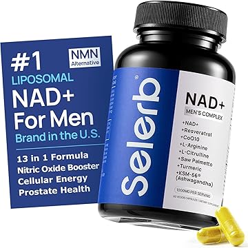 NAD+ Complejo Masculino con Resveratrol, CoQ10 y Ashwagandha – 60 Cápsulas | Soporte Celular y Hormonal