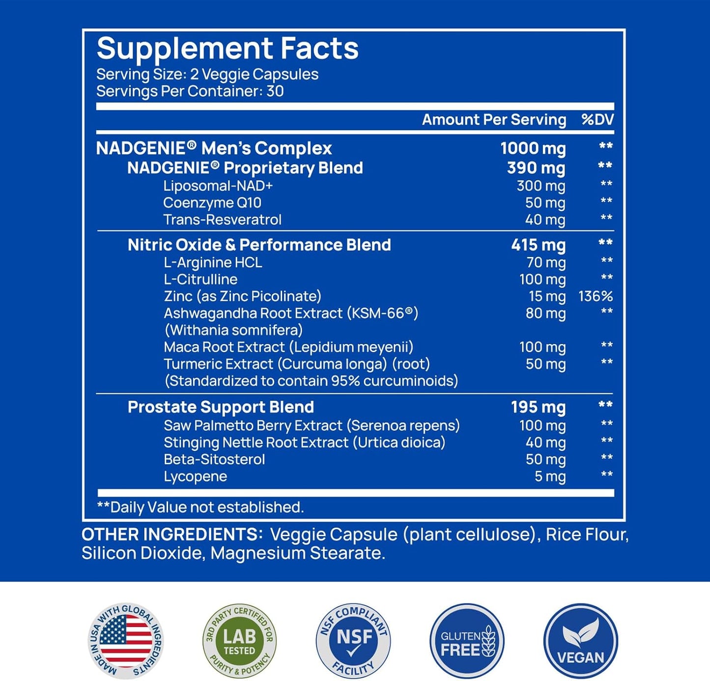 NAD+ Complejo Masculino con Resveratrol, CoQ10 y Ashwagandha – 60 Cápsulas | Soporte Celular y Hormonal