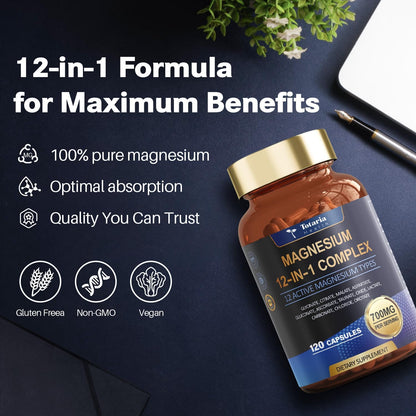 Magnesio 12 Formas + 700 mg – Más Energía, Sueño Profundo y Menos Estrés