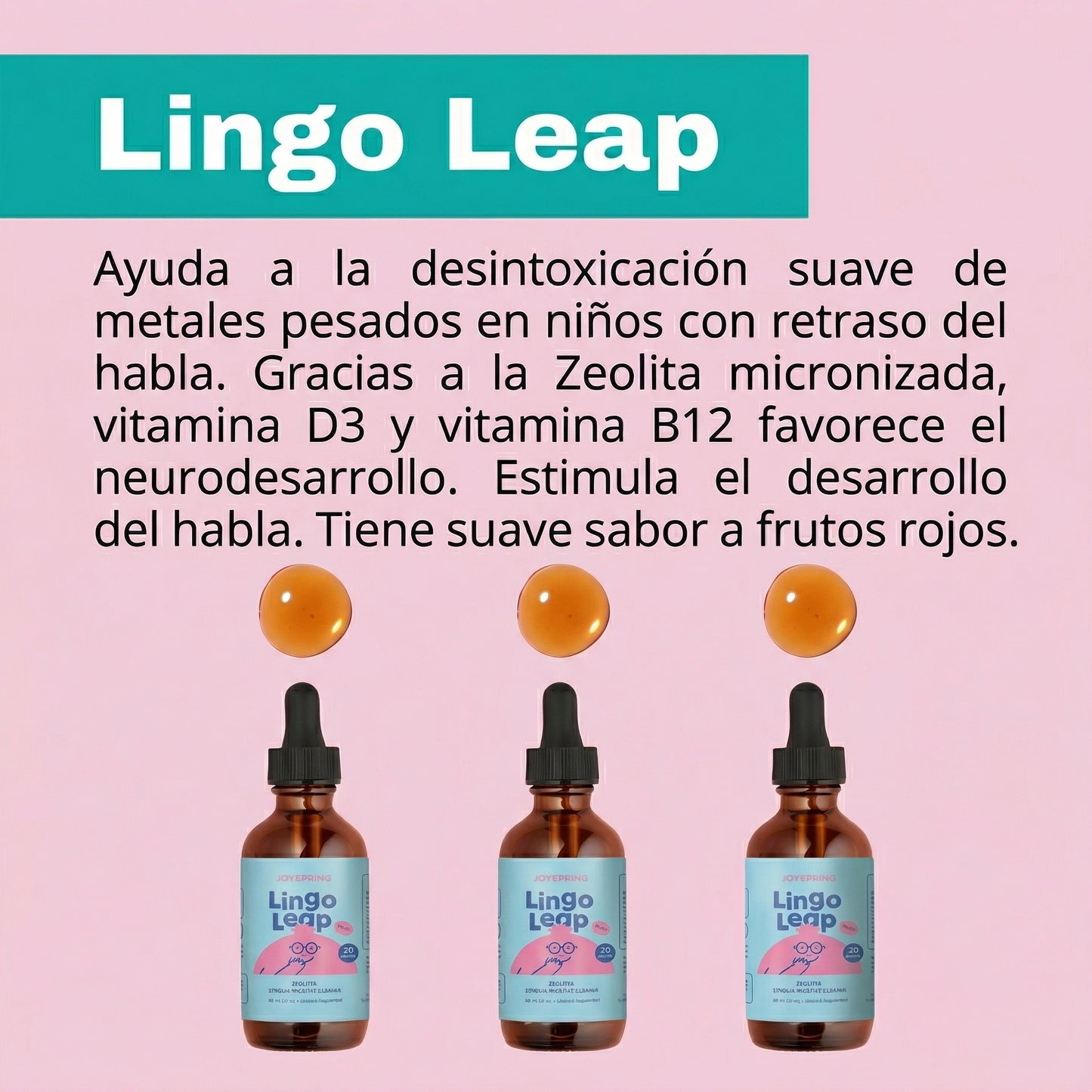 Lingo Leap Gotas con Zeolita + Vitamina B12 Activa y D3 | Gotas sin Azúcar