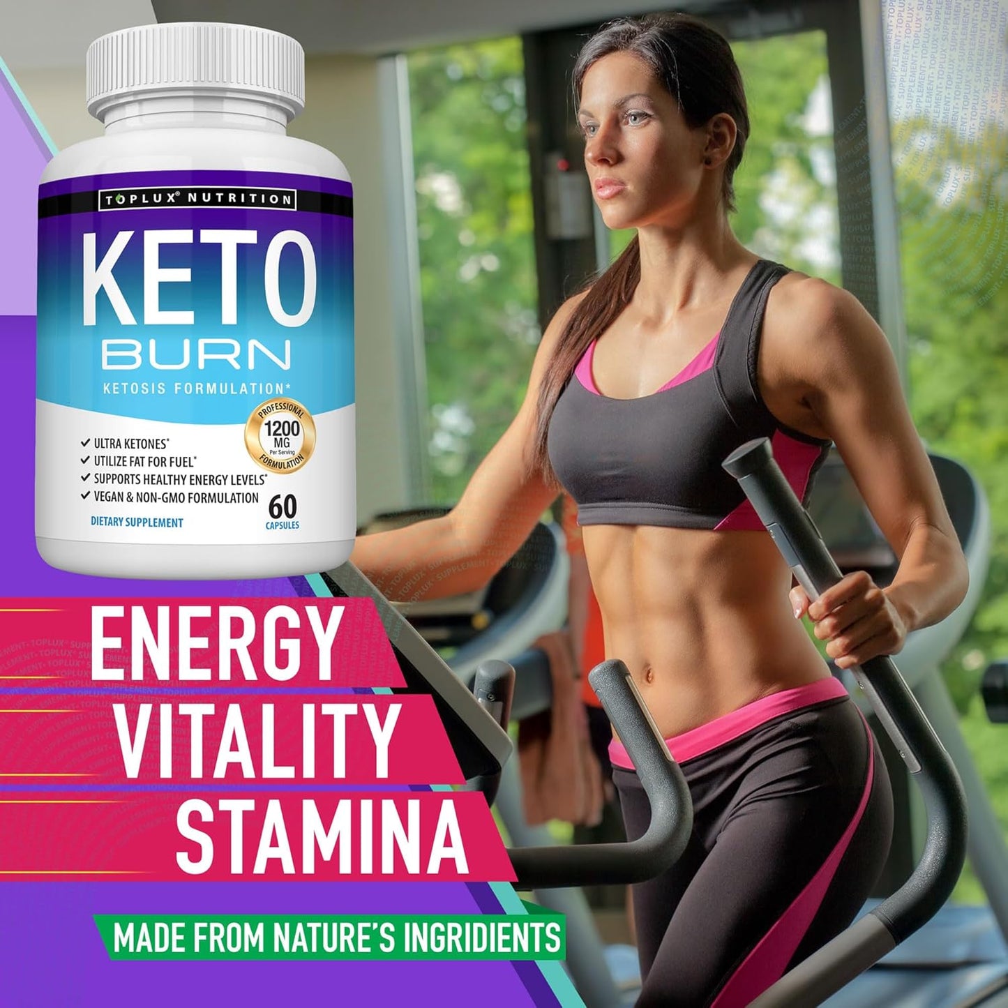 Keto Burn Toplux Nutrition 60 cápsulas – Fórmula avanzada para energía y quema de grasa