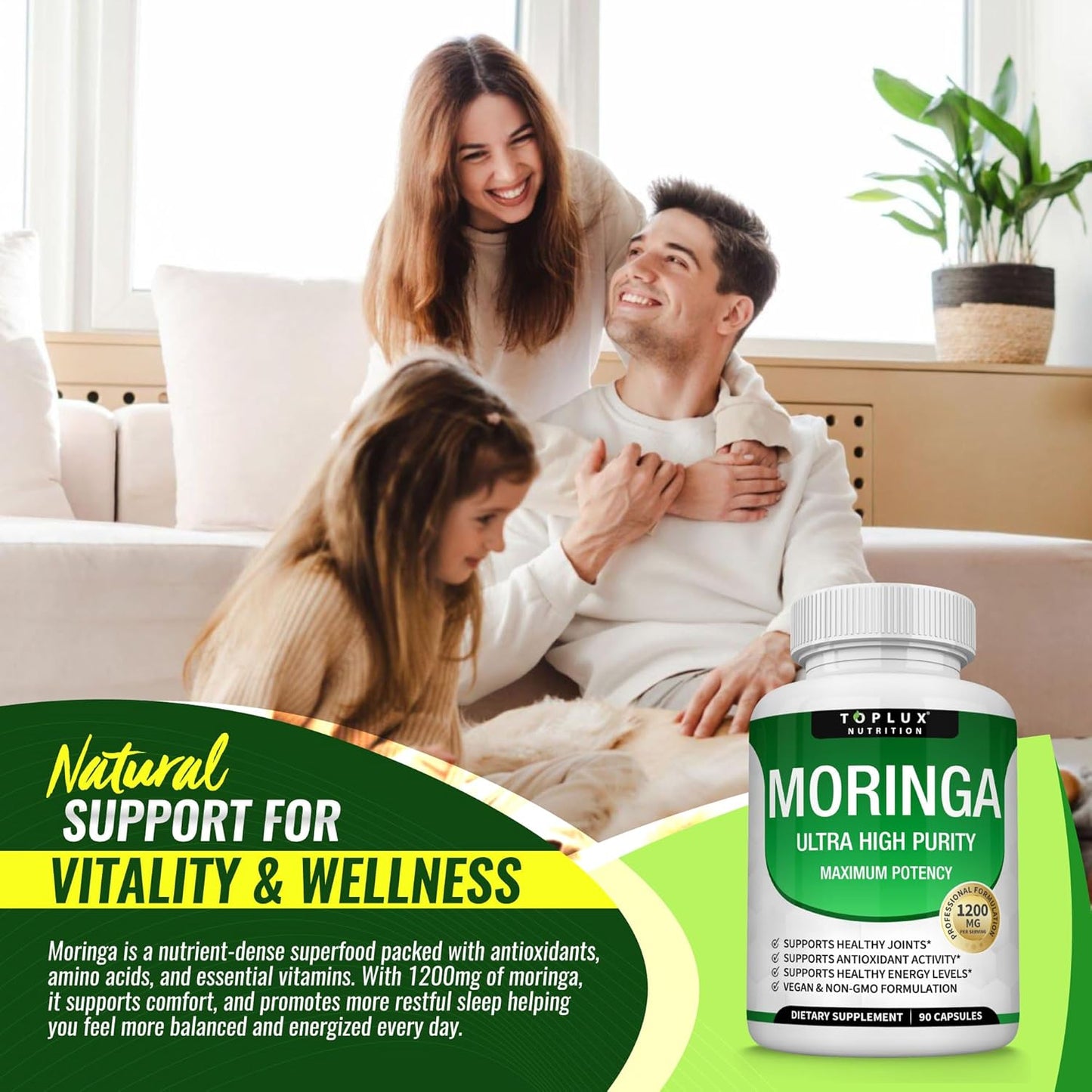 Moringa Toplux 90 Cápsulas – Energía Natural, Defensas y Antioxidantes