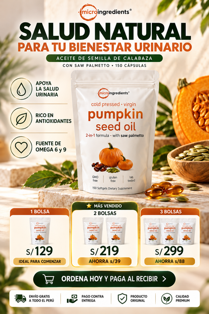Aceite de Semilla de Calabaza 150 Cápsulas | Pumpkin Seed Oil Micro Ingredients