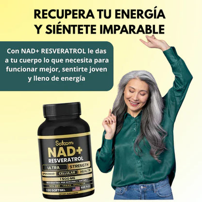 NAD+ + Resveratrol Liposomal 1500 mg – Fórmula Antioxidante de Alta Absorción | 100 Cápsulas
