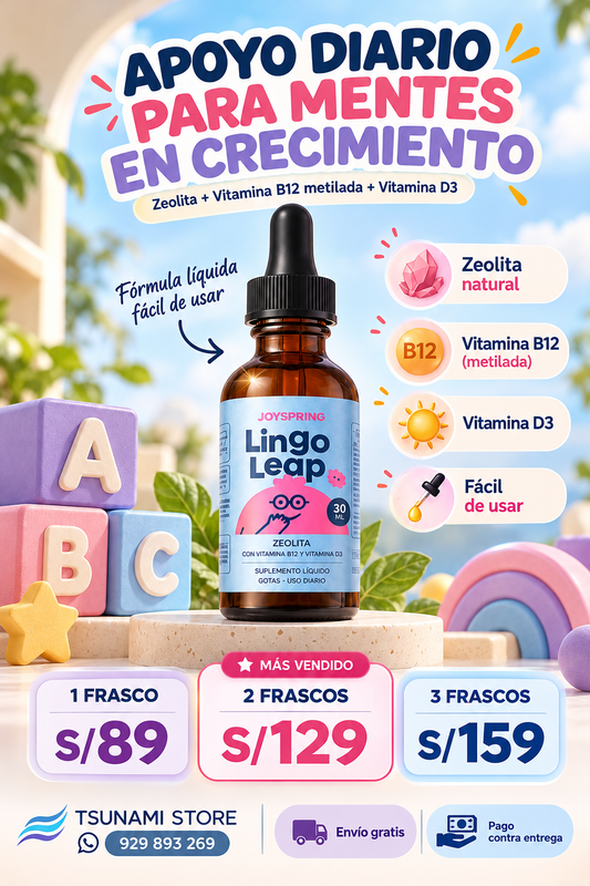 Lingo Leap Gotas con Zeolita + Vitamina B12 Activa y D3 | Gotas sin Azúcar