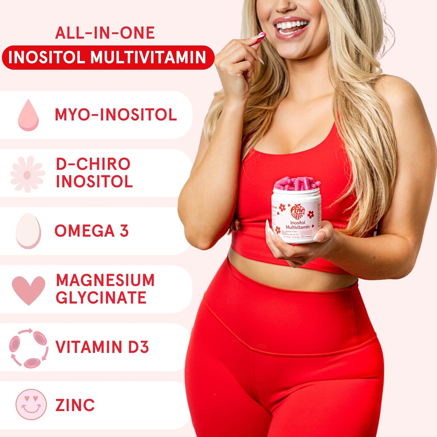 Peach Perfect Multivitamínico de Inositol | Omega 3, Zinc y Vitamina D3