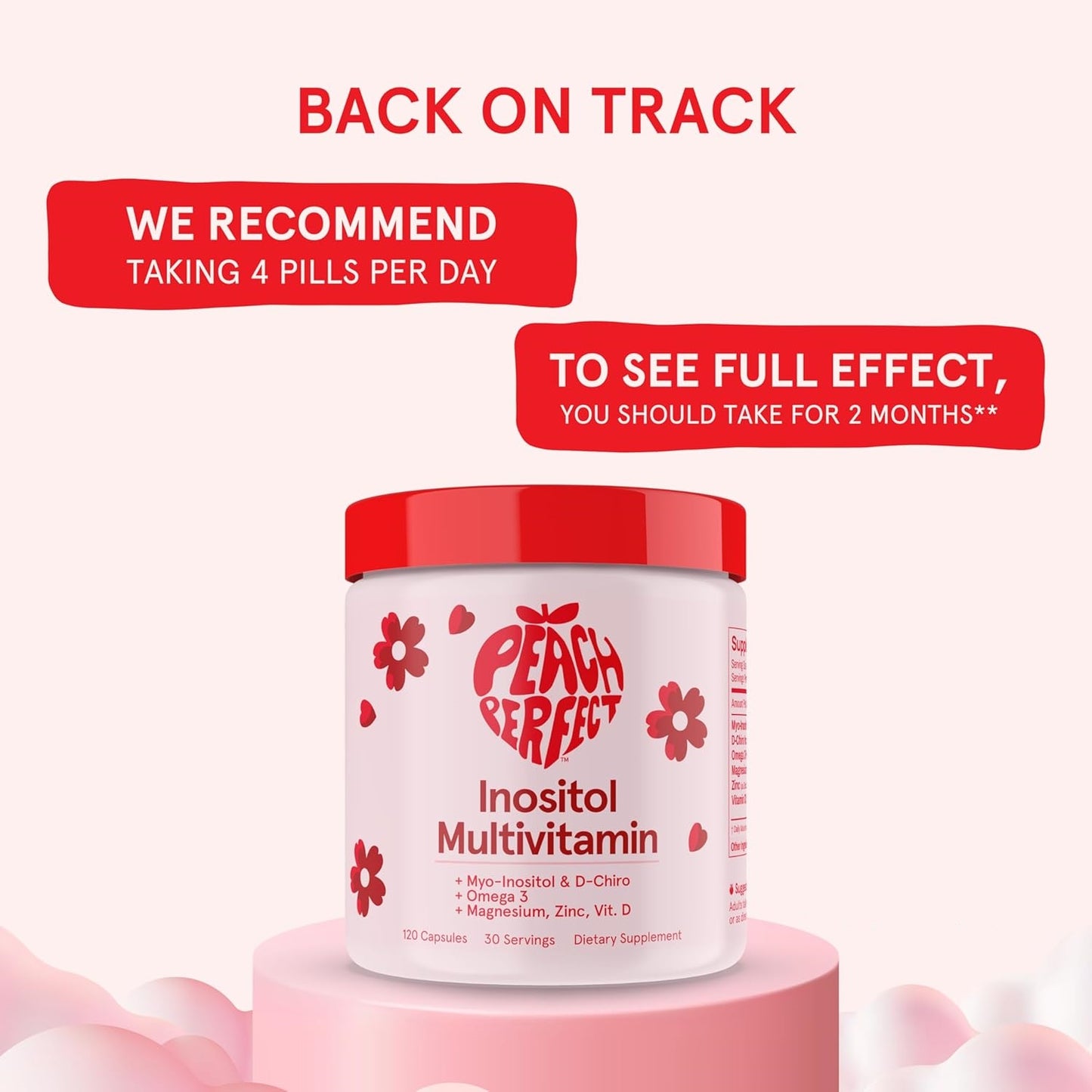 Peach Perfect Multivitamínico de Inositol | Omega 3, Zinc y Vitamina D3