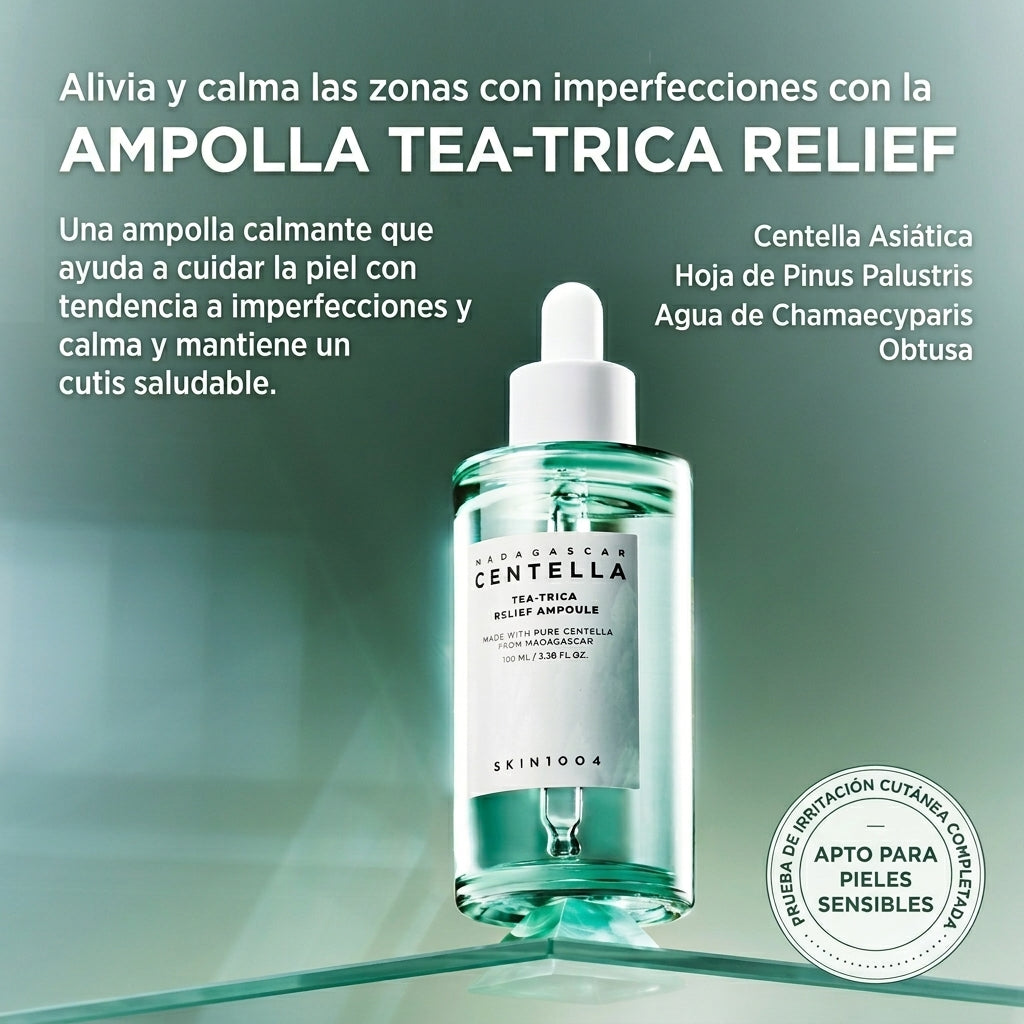 Ampolla Calmante de Centella Asiática y Tea Tree 30ml | Ayuda a Calmar Brotes y Enrojecimiento