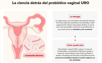 URO Vaginal Probiotic 60 Cápsulas – Probiótico Vaginal para Equilibrar pH, Flora Íntima y Bienestar Femenino