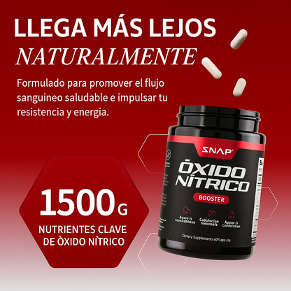 Óxido Nítrico Booster 1500 mg – 60 cápsulas de Alta Potencia | Rinde Más en Cada Entreno