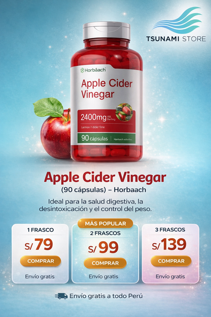 Vinagre de Sidra de Manzana 2400mg Horbaach 90 Cápsulas