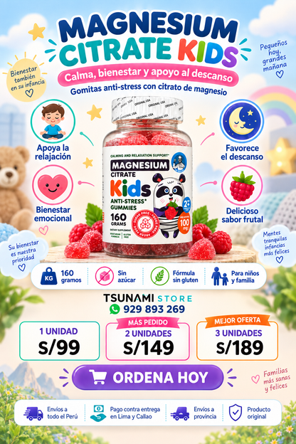 Magnesium Citrate Kids | Citrato de Magnesio en Gomitas 160 g