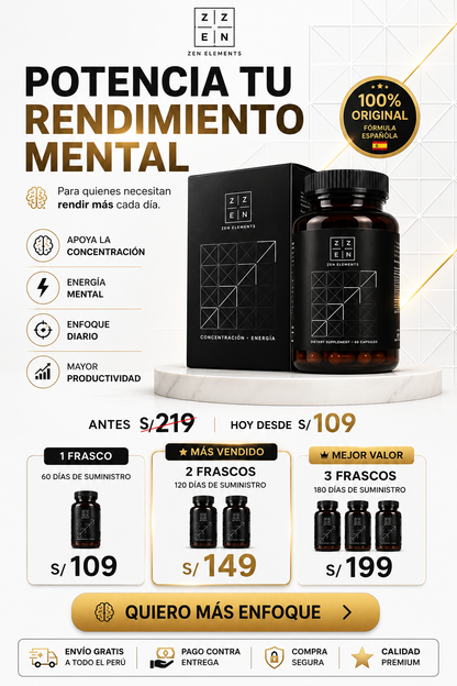 ZZEN Focus Original | Claridad Mental, Enfoque y Rendimiento Diario