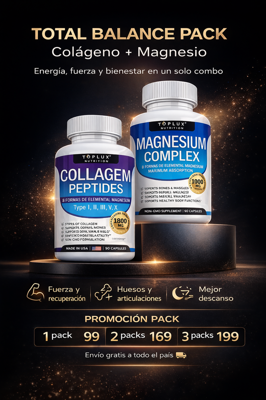 Total Balance Pack – Colágeno 1800 mg + Magnesio 1000 mg | Energía, Fuerza y Bienestar Total