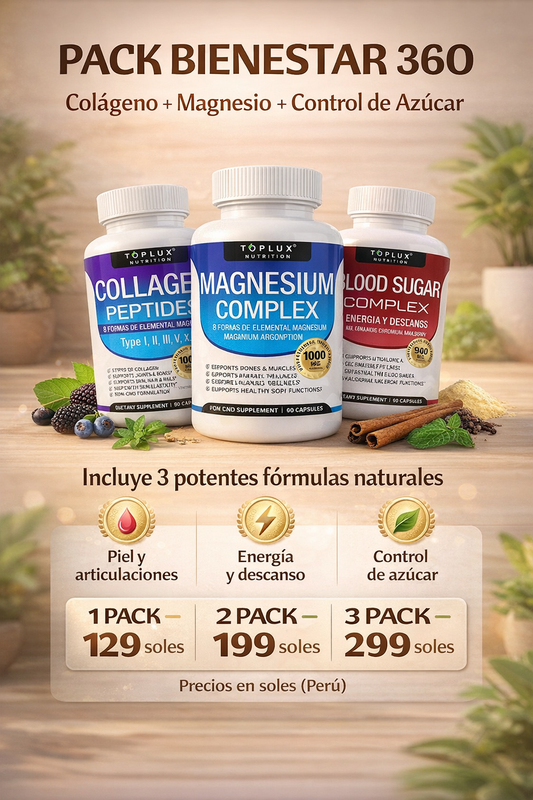 PACK BIENESTAR 360 – Colágeno + Magnesio + Blood Sugar