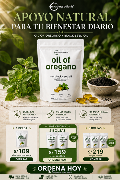 Aceite de Orégano Premium con Semilla Negra – 90 Cápsulas