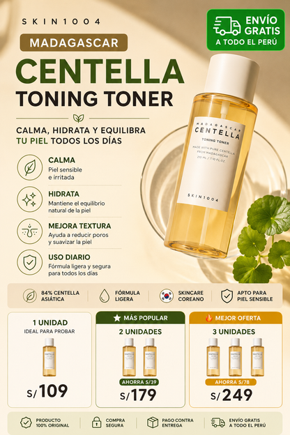 SKIN1004 Madagascar Centella Toning Toner 210ml | Tónico Coreano Calmante