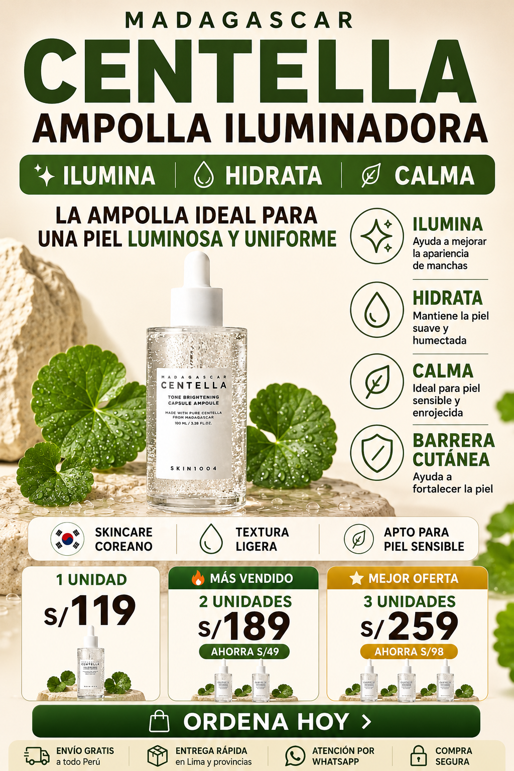 SKIN1004 Madagascar Centella Ampolla Iluminadora 100ml | Piel Radiante