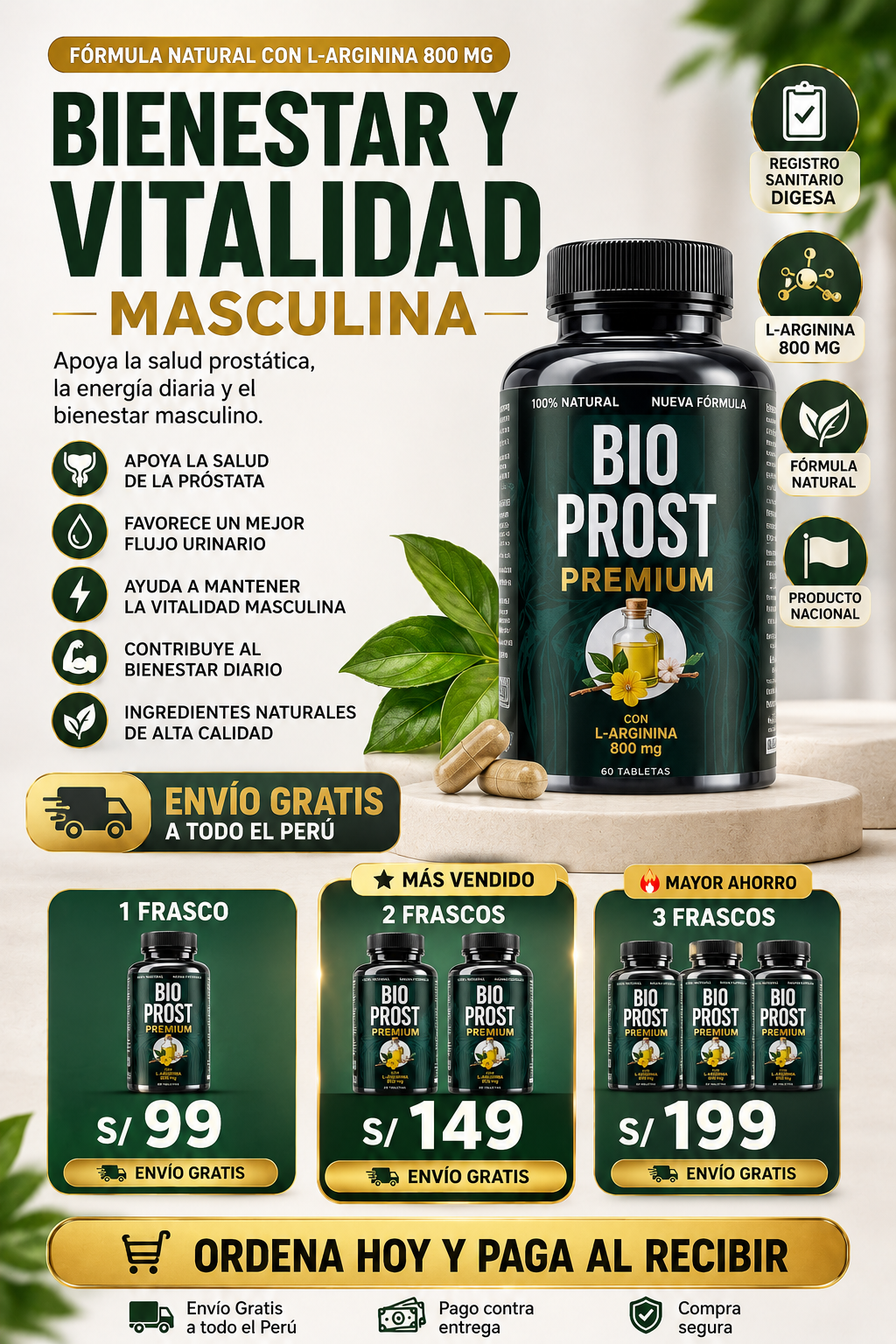 Bio Prost Premium con L-Arginina 800 mg | Vitalidad y Bienestar Masculino