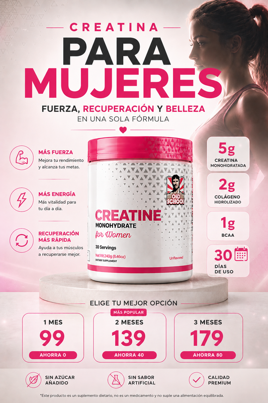 Creatina Monohidratada para Mujeres + Colágeno Hidrolizado 
Fuerza, Tonificación y Recuperación en 30 Días