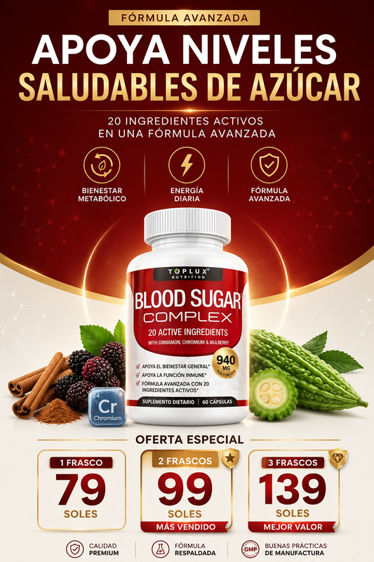 Blood Sugar Complex 60 Cápsulas | 20 Ingredientes Activos para el Bienestar Metabólico